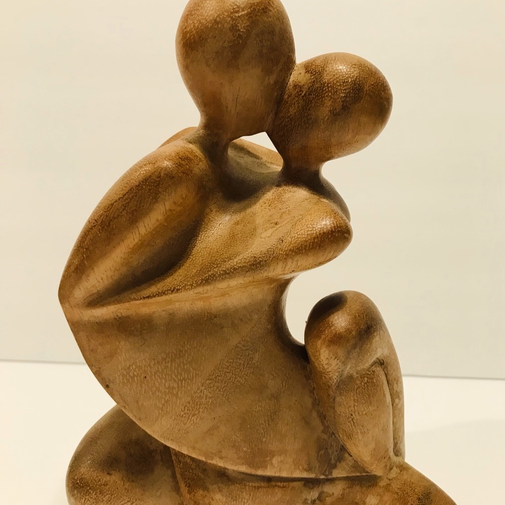 Vintage Wayan Wood Carved Figurine  8”-6”, excellent condition